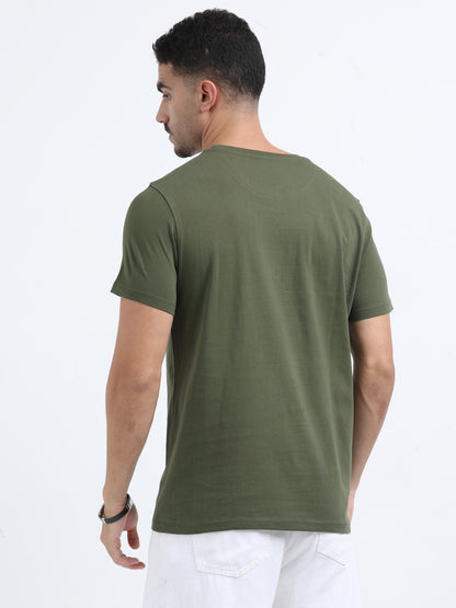 Always Hustling Olive Green short sleeve Printed T-shirt