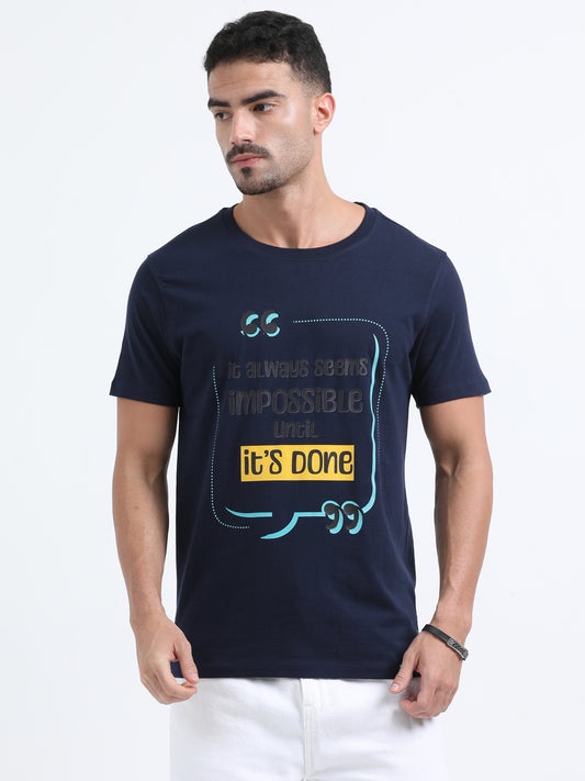 It's Done Printed Navy short sleeve regular fit T-shirt