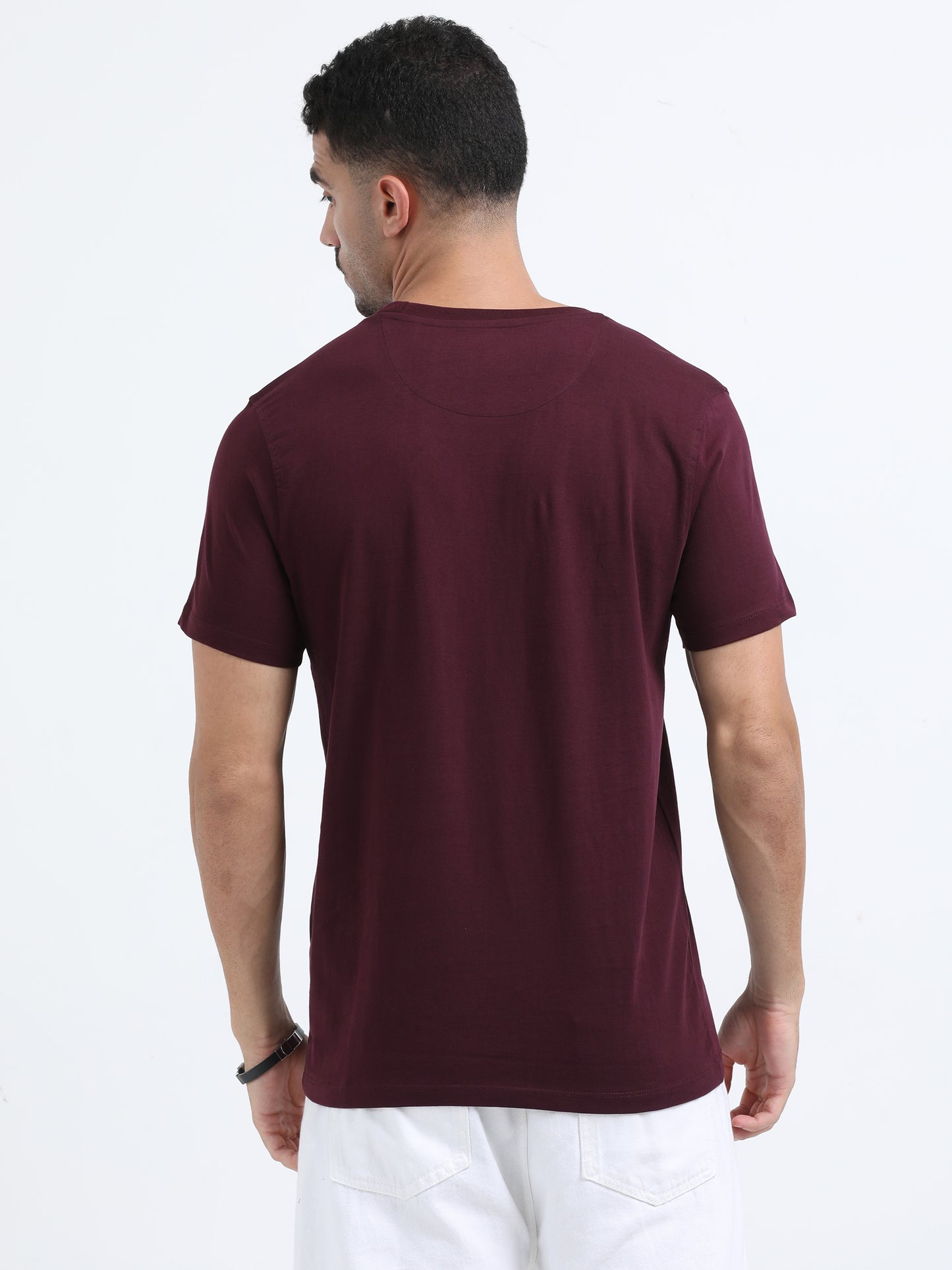 Feel the vibes Printed Maroon short sleeve Regular T-shirt
