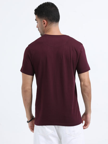 Feel the vibes Printed Maroon short sleeve Regular T-shirt