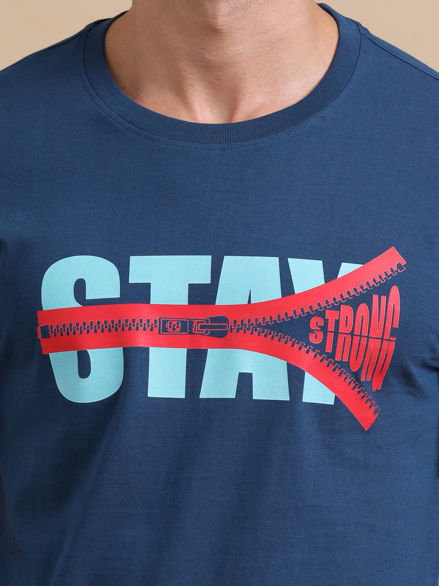Stay Strong Printed Petrol Green short sleeve Regular T-shirt