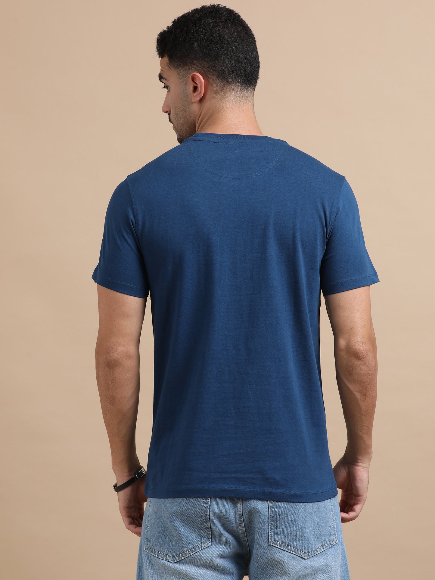 Petrol Blue solid short sleeve Regular T-shirt