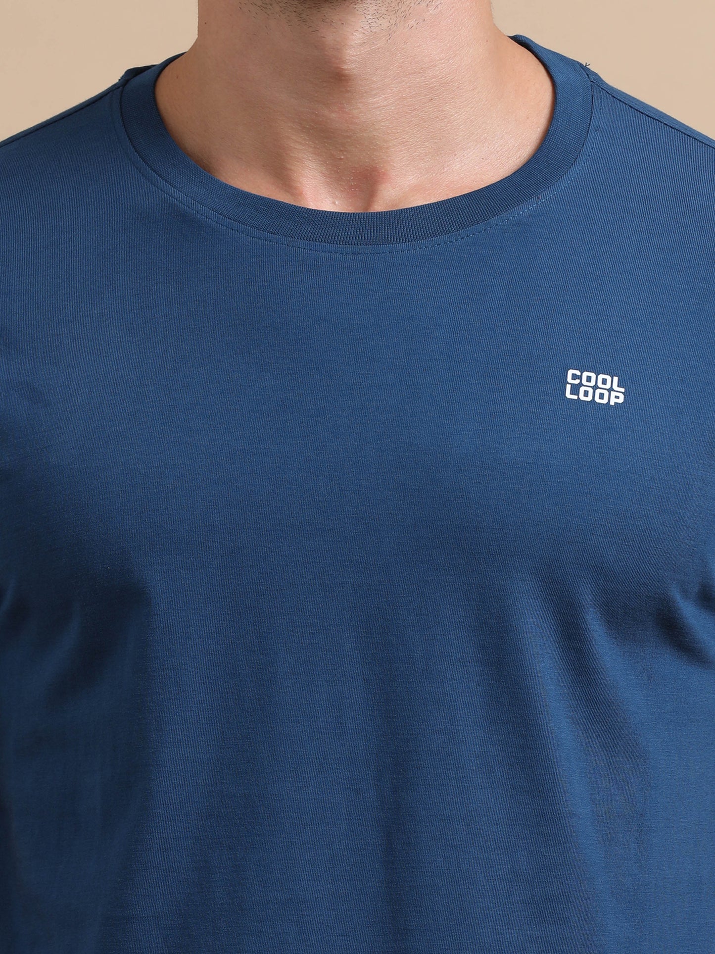 Petrol Blue solid short sleeve Regular T-shirt