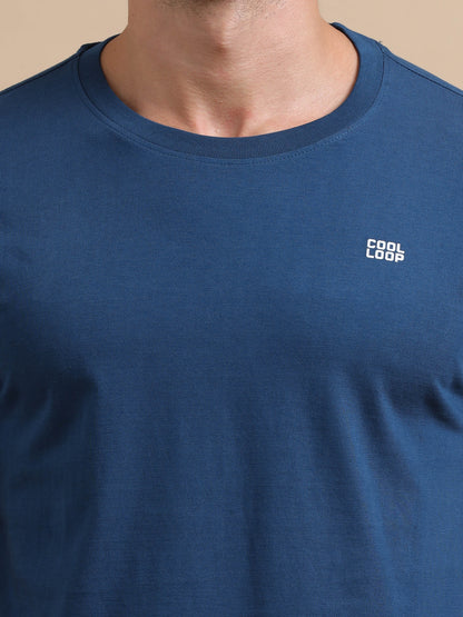 Petrol Blue solid short sleeve Regular T-shirt