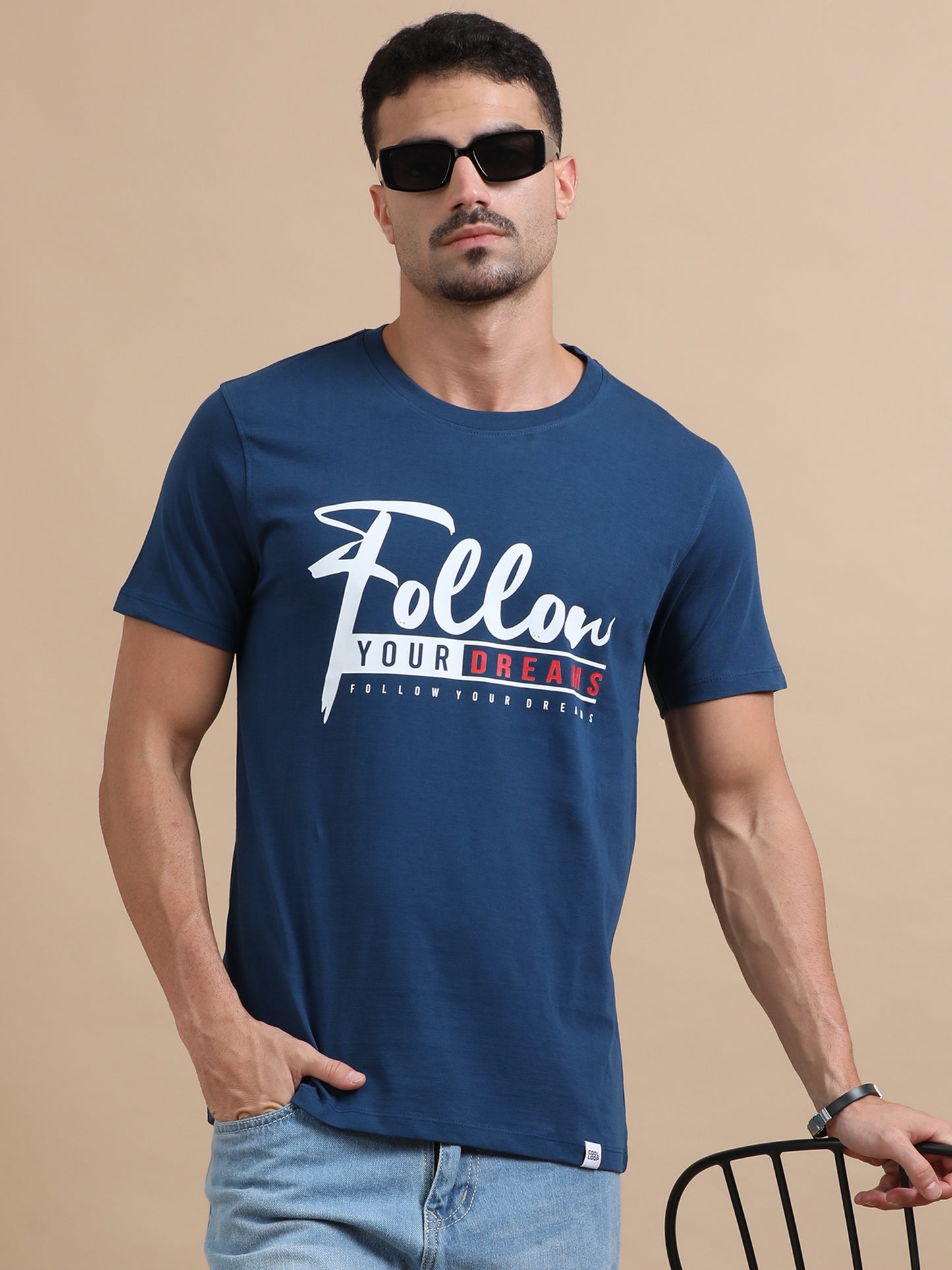 Follow your dreams printed Petrol Green short sleeve Regular T-shirt