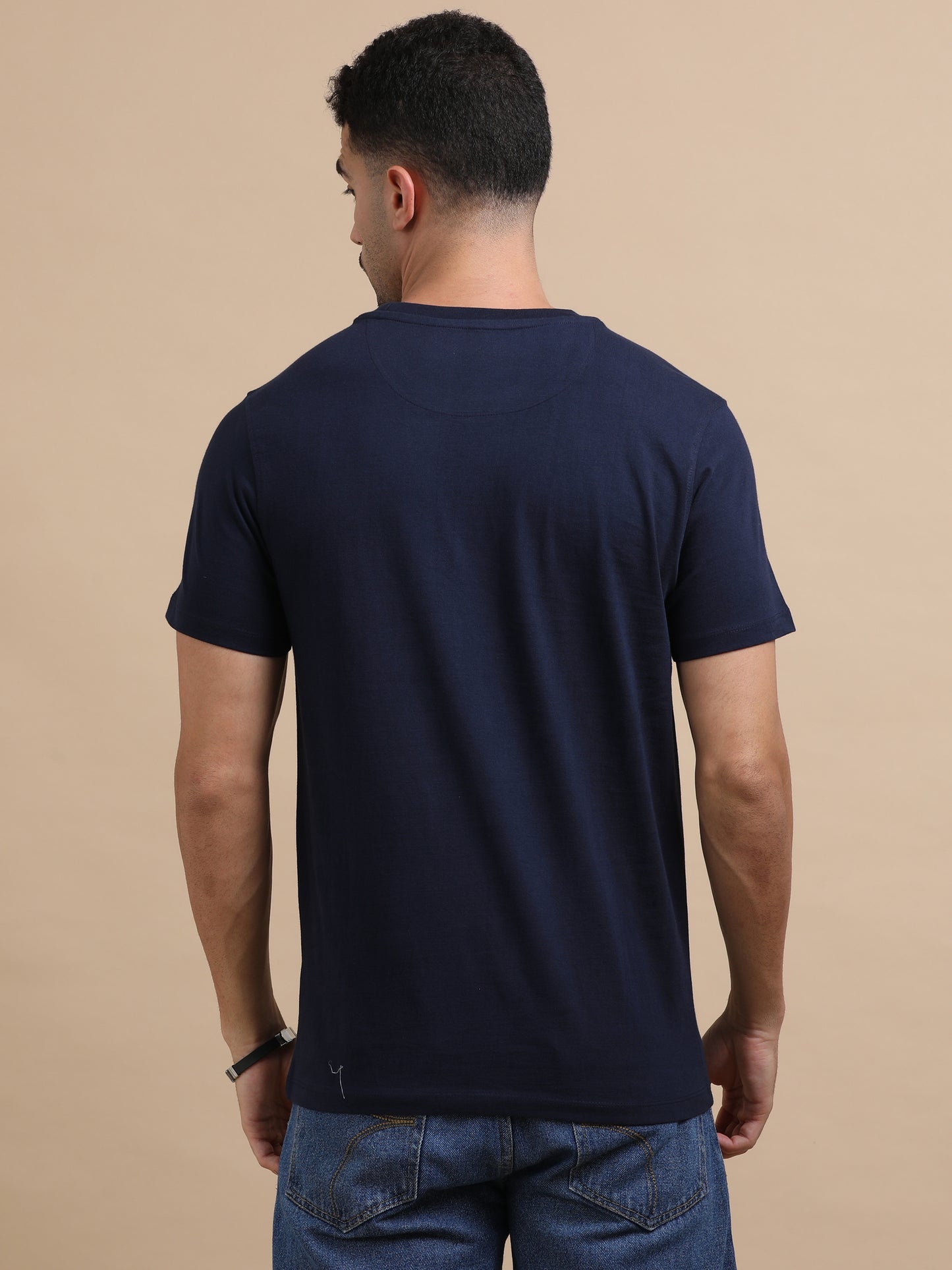 Stay Humble Hustle Hard printed Navy short sleeve regular fit T-shirt