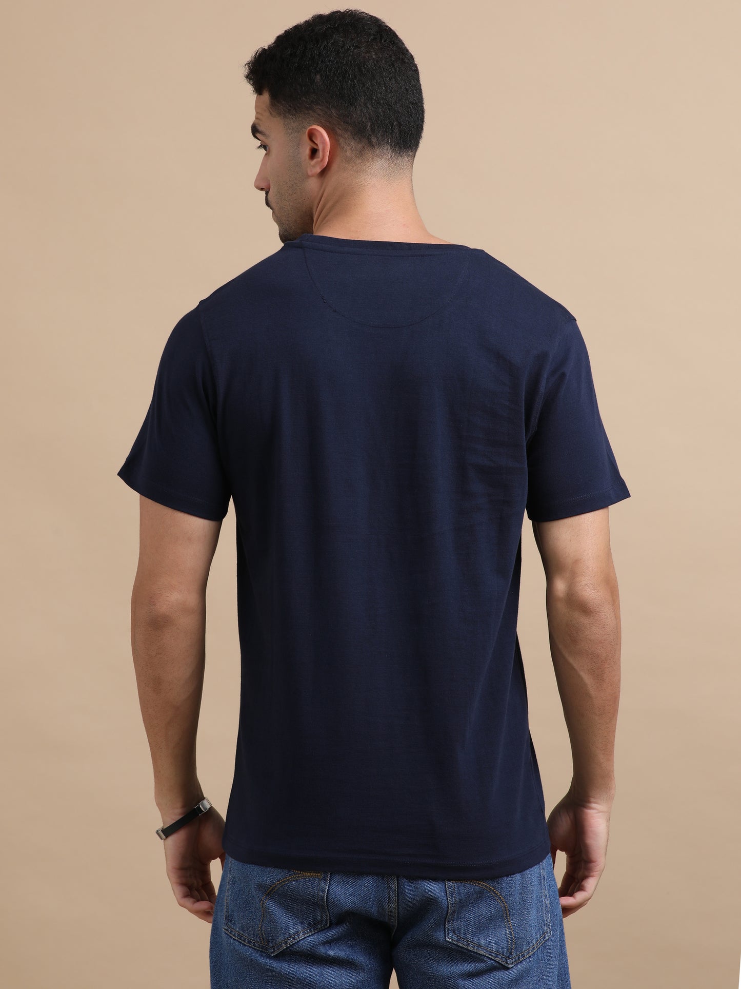 Feel better move faster printed Navy short sleeve regular fit T-shirt