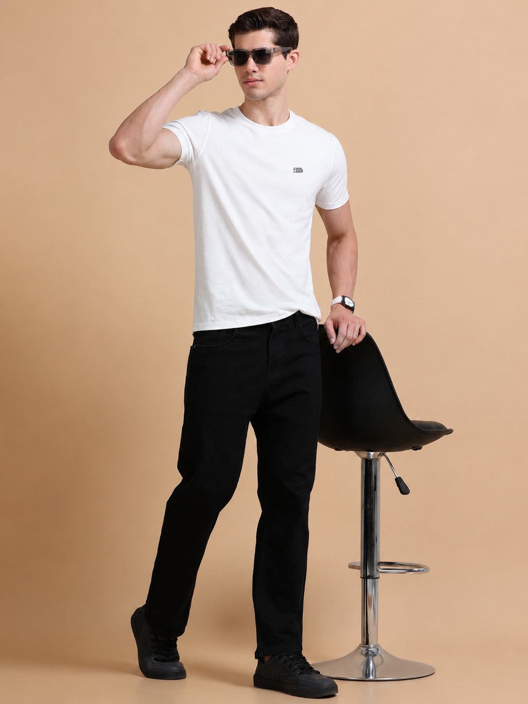 Off white Solid short sleeve Regular T-shirt