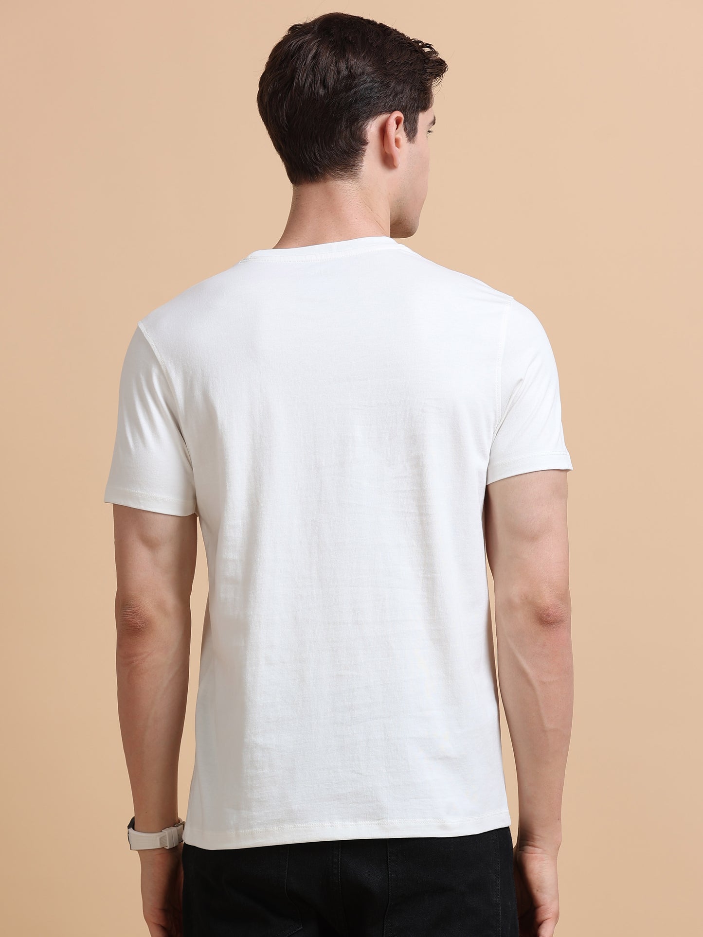 Off white Solid short sleeve Regular T-shirt