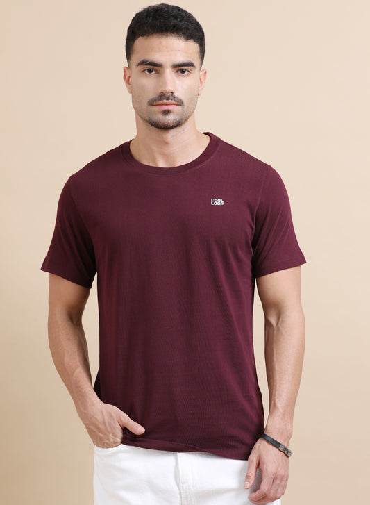 Maroon Solid short sleeve Regular T-shirt