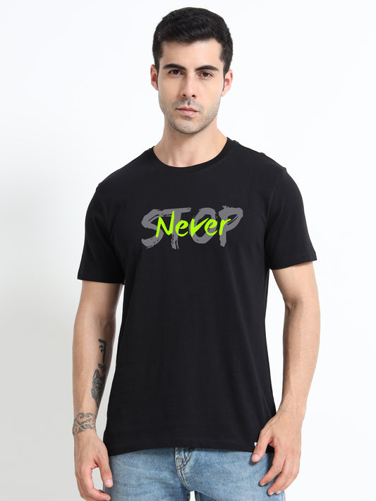 Never Stop printed Red short sleeve Regular T-shirt