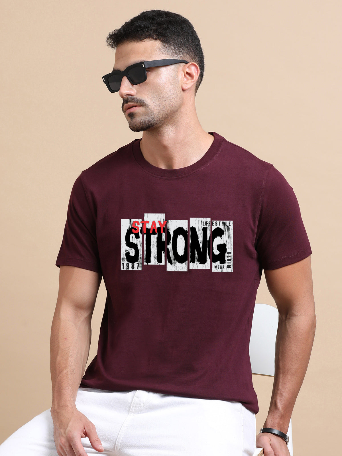 Strong printed Red short sleeve Regular T-shirt