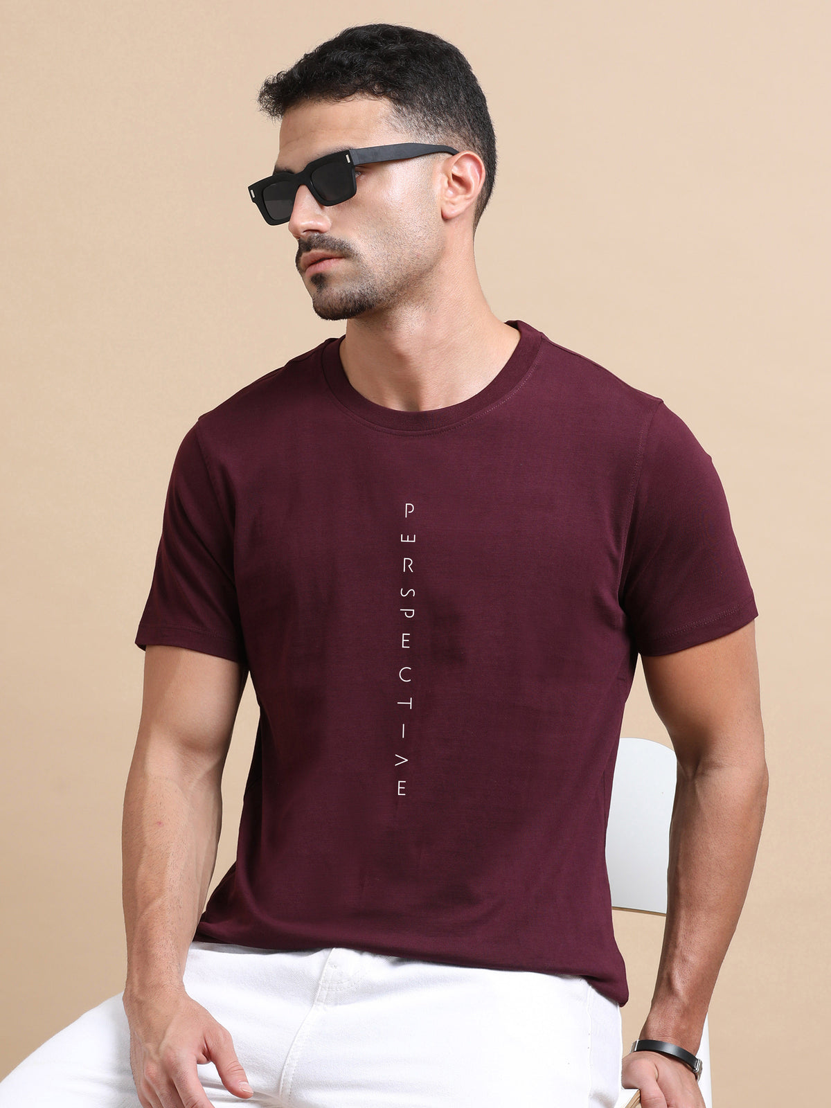 perspective printed Red short sleeve Regular T-shirt