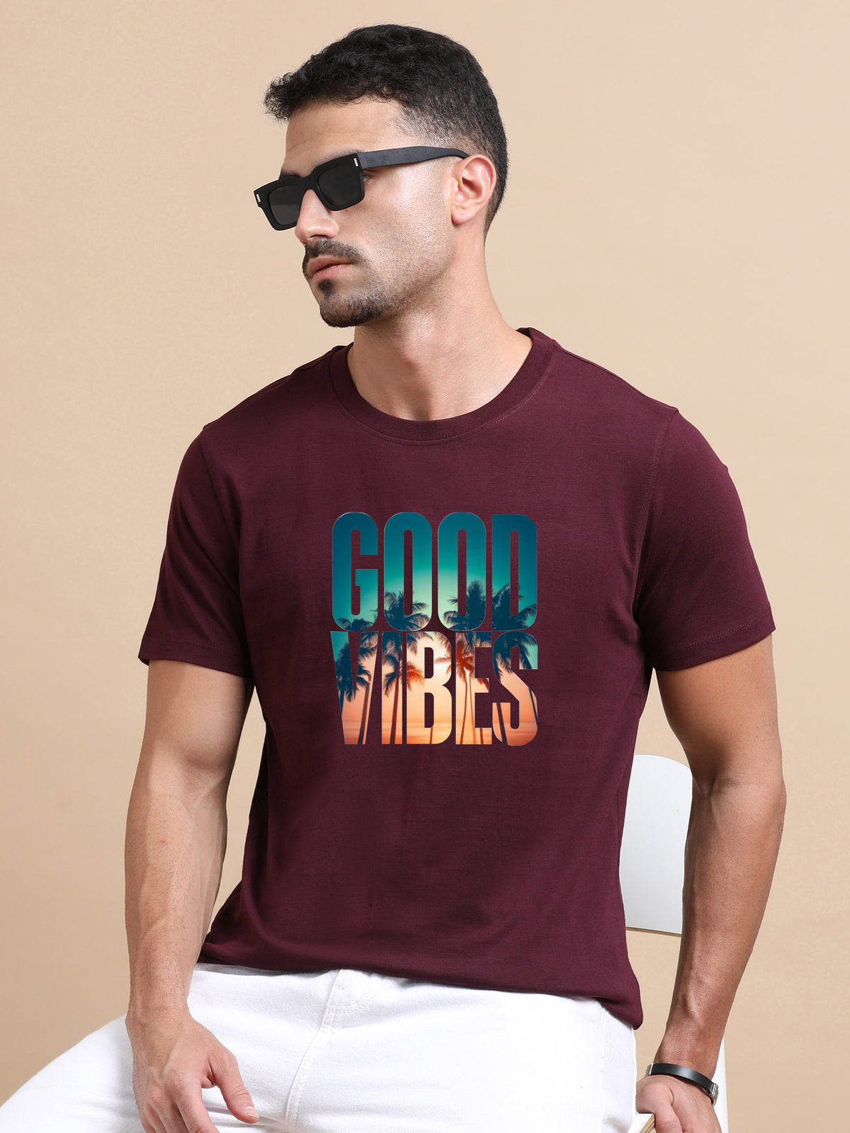 Good Vibes printed Red short sleeve Regular T-shirt