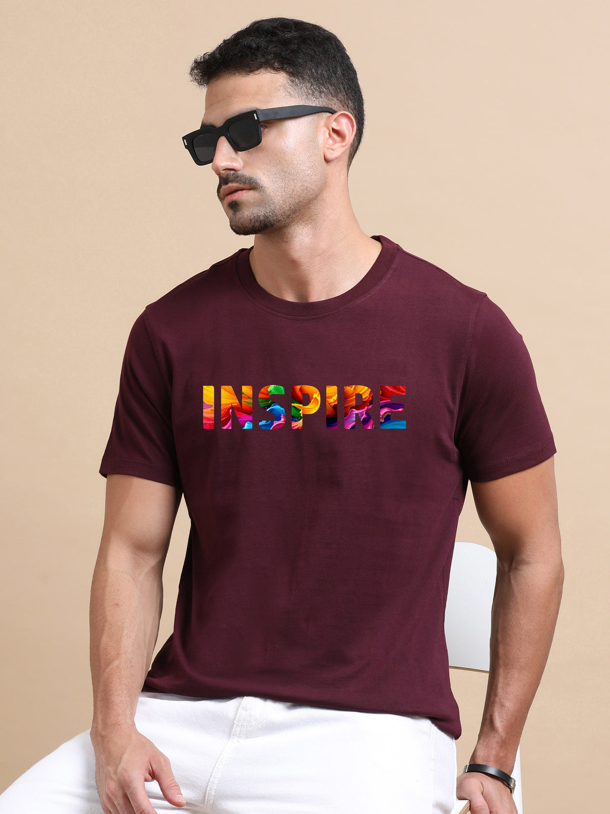 Inspire printed Red short sleeve Regular T-shirt