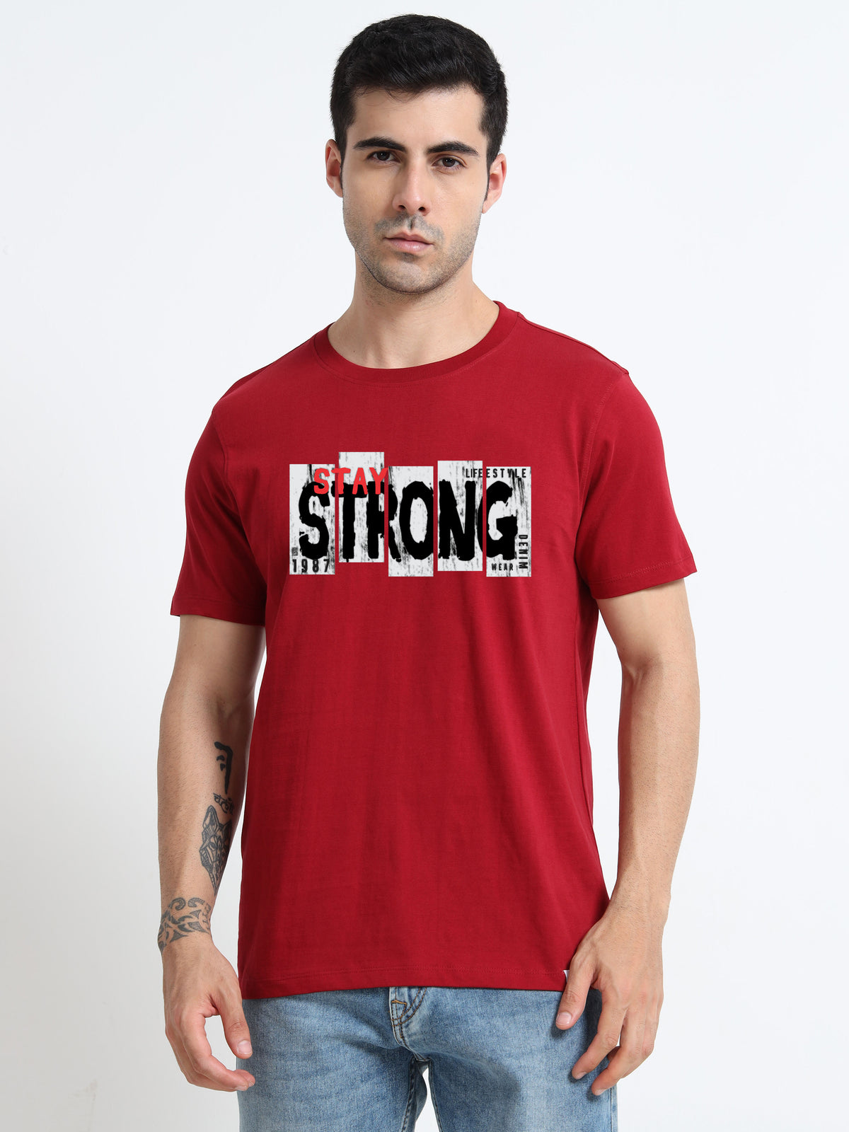 Strong printed Red short sleeve Regular T-shirt