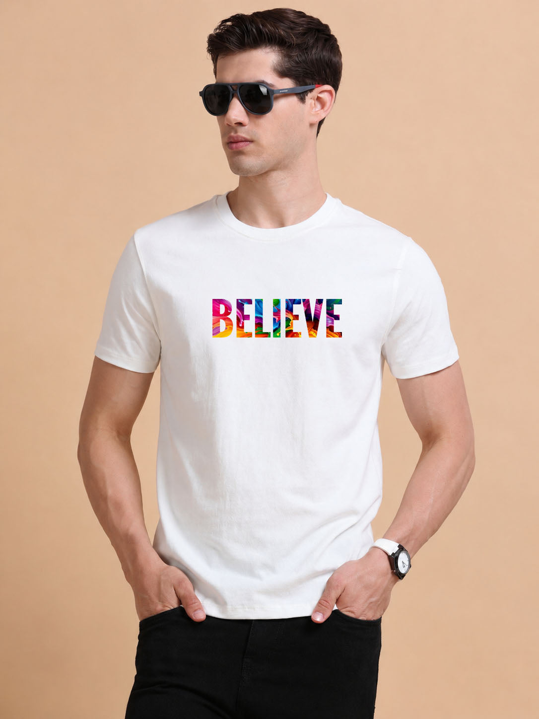 Belive printed Red short sleeve Regular T-shirt