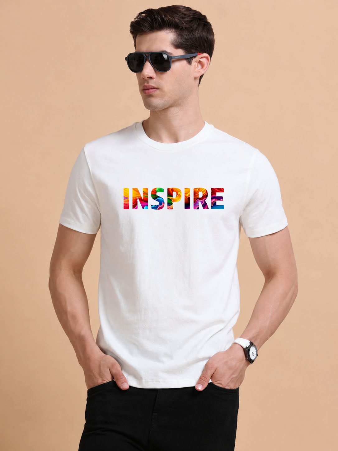 Inspire printed Red short sleeve Regular T-shirt